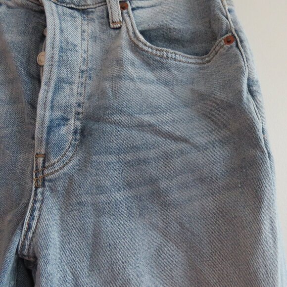 RE/DONE High Rise Stove Pipe Straight Leg Jeans Lived in Light Wash - Size 27 - Picture 7 of 14